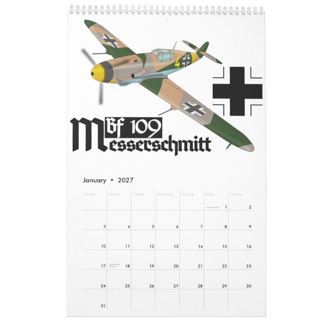Messerschmitt Bf 109 Luftwaffe Calendar (Jan 2027)