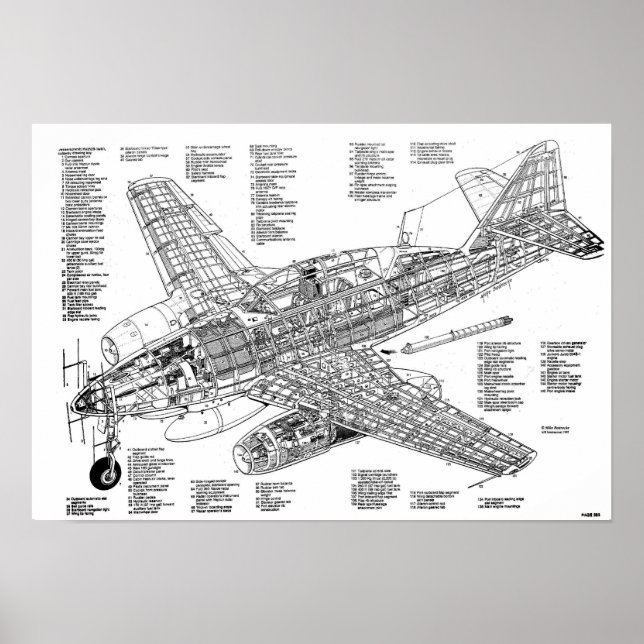 Messerschmitt me-262 jet fighter (Diagram) Poster (Front)