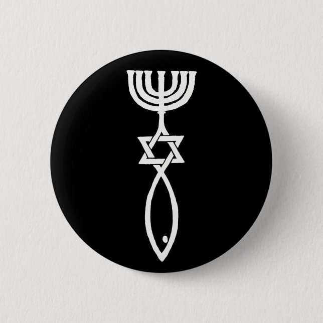 Messianic symbol 6 cm round badge (Front)