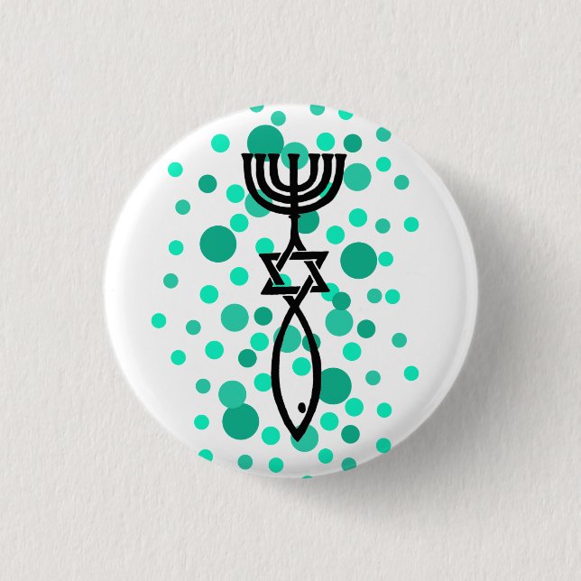 Messianic Symbol With Aqua Dots 3 Cm Round Badge (Front)