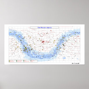 Messier Star Chart, simple overall view Poster