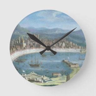 Messina - a Panoramic View of the Port Round Clock