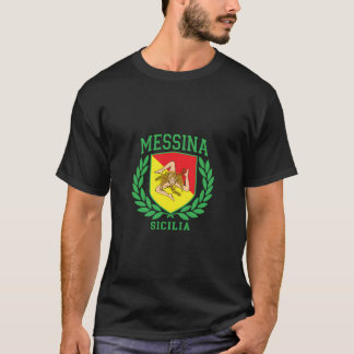 Messina Sicilia Flag And Trinacria Shield Design S T-Shirt
