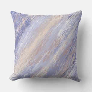 Messy Abstract Blue and Beige Paint Strokes Cushion