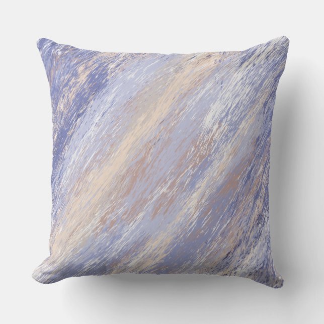 Messy Abstract Blue and Beige Paint Strokes Cushion (Front)