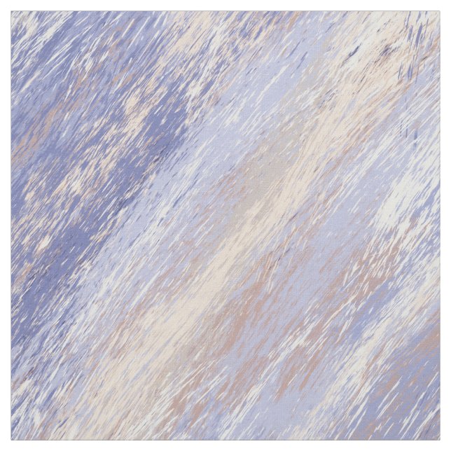 Messy Abstract Blue and Beige Paint Strokes Fabric (Swatch)