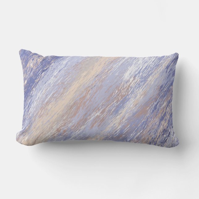 Messy Abstract Blue and Beige Paint Strokes Lumbar Cushion (Front)