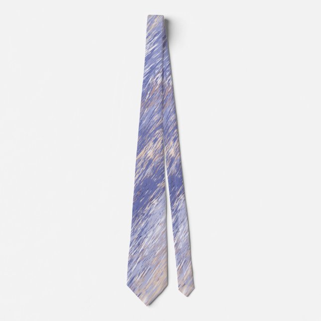 Messy Abstract Blue and Beige Paint Strokes Tie (Front)