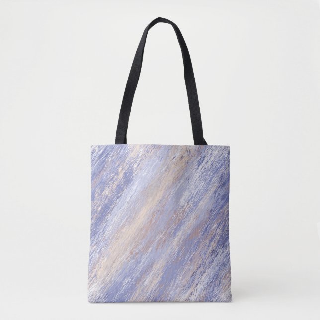 Messy Abstract Blue and Beige Paint Strokes Tote Bag (Front)