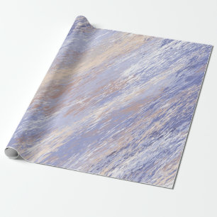 Messy Abstract Blue and Beige Paint Strokes Wrapping Paper