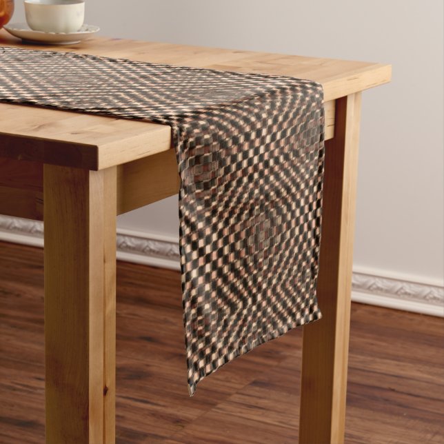 Messy and messy brown chess over each other long table runner (In Situ)
