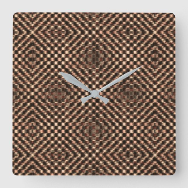 Messy and messy brown chess over each other square wall clock (Front)