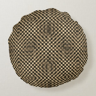 Messy and messy nut-brown chess over each other round cushion