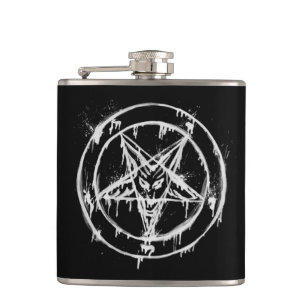 Messy Black Baphomet Flask