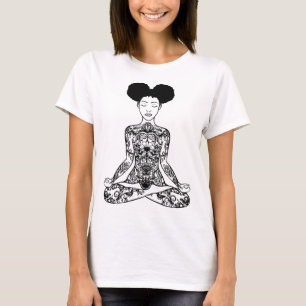 Messy Bun Afro Women Meditating Meditation Yoga Me T-Shirt