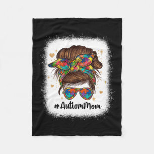 Messy Bun Autism Mum Autism Awareness Acceptance M Fleece Blanket