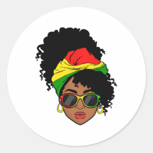 Messy Bun Black History Month Shirts African Ameri Classic Round Sticker
