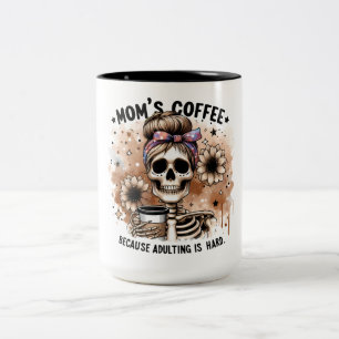 Messy Bun, Bones & Brewed Truths Two-Tone Coffee Mug