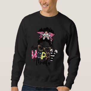 Messy Bun Bunny One Hoppy Abuela Leopard Happy Eas Sweatshirt