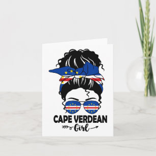 Messy Bun Cape Verdean Girl And Cape Verde Flag Gl Card