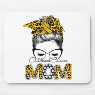 Messy Bun Childhood Cancer Mum Leopard Awareness M Mouse Pad