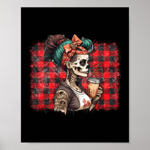 Messy Bun Coffee Funny Costume Mum Women Halloween Poster