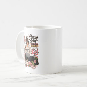 Messy Bun Deadlines School Runs Working Mum Coffee Mug