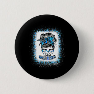 Messy Bun Diabetes Warrior Blue Ribbon Diabetes Aw 6 Cm Round Badge