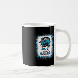 Messy Bun Diabetes Warrior Blue Ribbon Diabetes Aw Coffee Mug