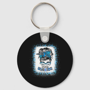 Messy Bun Diabetes Warrior Blue Ribbon Diabetes Aw Key Ring