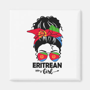 Messy Bun Eritrean Girl And Eritrea Flag Gles Bynd Magnet