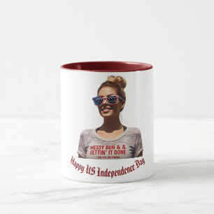 "Messy Bun & Gettin' It Done" July 4th Custom Mug