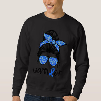 Messy bun glasses wear Blue warrior Diabetes Aware Sweatshirt