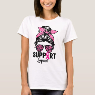 Messy Bun Gles Pink Support Squad Breast Cancer Aw T-Shirt