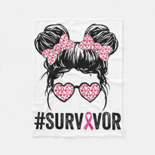 Messy Bun Gles Wear Pink Survivor Breast Cancer Aw Fleece Blanket