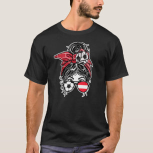 Messy Bun Hair Austrian Soccer Girl Austria Jersey T-Shirt