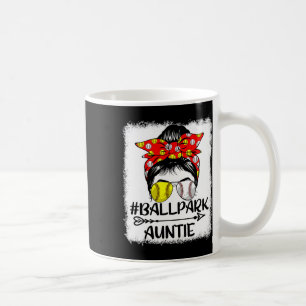 Messy Bun Hair Ballpark Auntie Softball Baseball M Coffee Mug