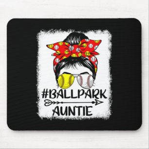 Messy Bun Hair Ballpark Auntie Softball Baseball M Mouse Pad