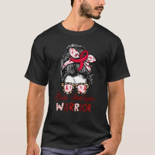 Messy Bun Hair Brain Aneurysm Awareness Support Wa T-Shirt
