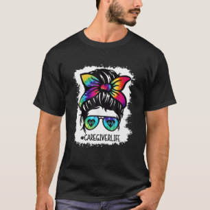 Messy Bun Hair Headband Sunglasses Heartbeat Careg T-Shirt