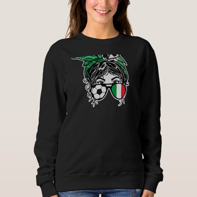 Messy Bun Hair Italian Soccer Girl Italy Jersey Sp Sweatshirt (Front)