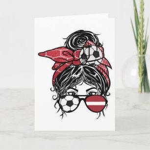 Messy Bun Hair Latvian Soccer Girl Latvia Jersey S Card