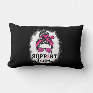 Messy Bun Hair Support Team Breast Cancer Awarenes Lumbar Cushion