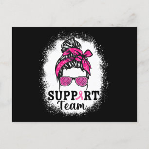 Messy Bun Hair Support Team Breast Cancer Awarenes Postcard