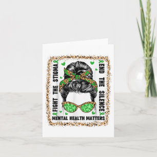 Messy Bun Hair Women Mental Health S Awareness Leo Card