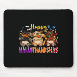 Messy Bun Halloween To Christmas Women Happy Hallo Mouse Pad