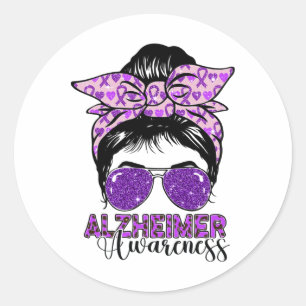 Messy Bun Heimerheimer Awareness Tee Mum Grandma H Classic Round Sticker