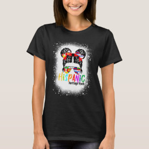 Messy Bun Hispanic Heritage Month Proud Latino Gir T-Shirt