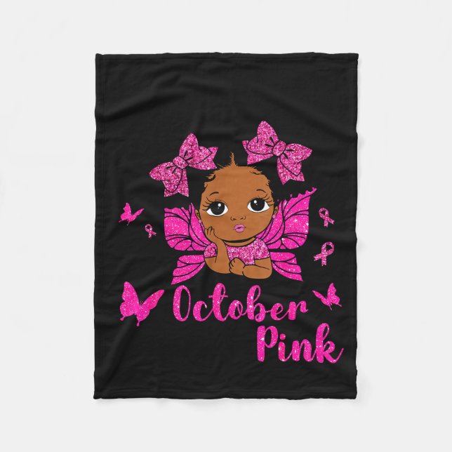 Messy Bun In October We Wear Nk Breast Cancer Blac Fleece Blanket (Front)