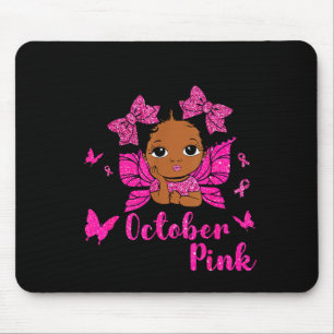 Messy Bun In October We Wear Nk Breast Cancer Blac Mouse Pad